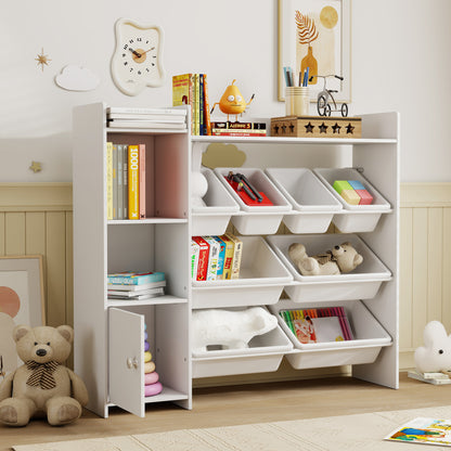 Toy Storage Unit with 8 Removable Bins, Storage Shelves, Cabinet