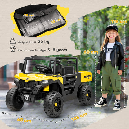 12V Kids Ride on Car, Kids UTV with Electric Dump Bed, Yellow