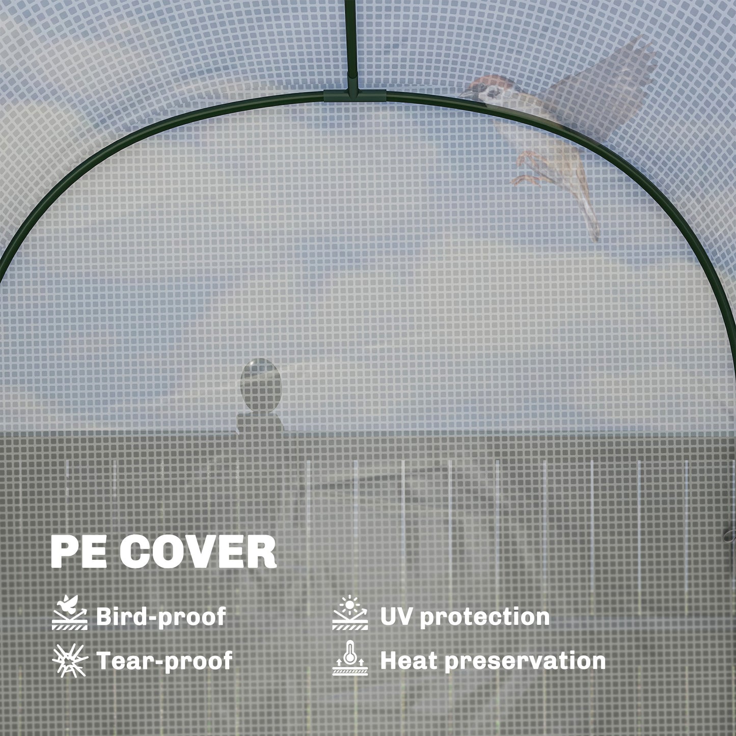 Walk-in Greenhouse Garden Plant Growhouse with Roll-up Door, White