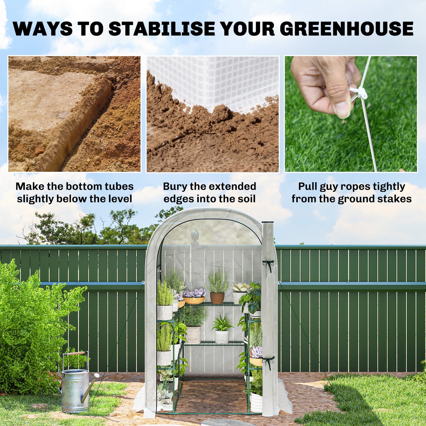 Walk-in Greenhouse Garden Plant Growhouse with Roll-up Door, White