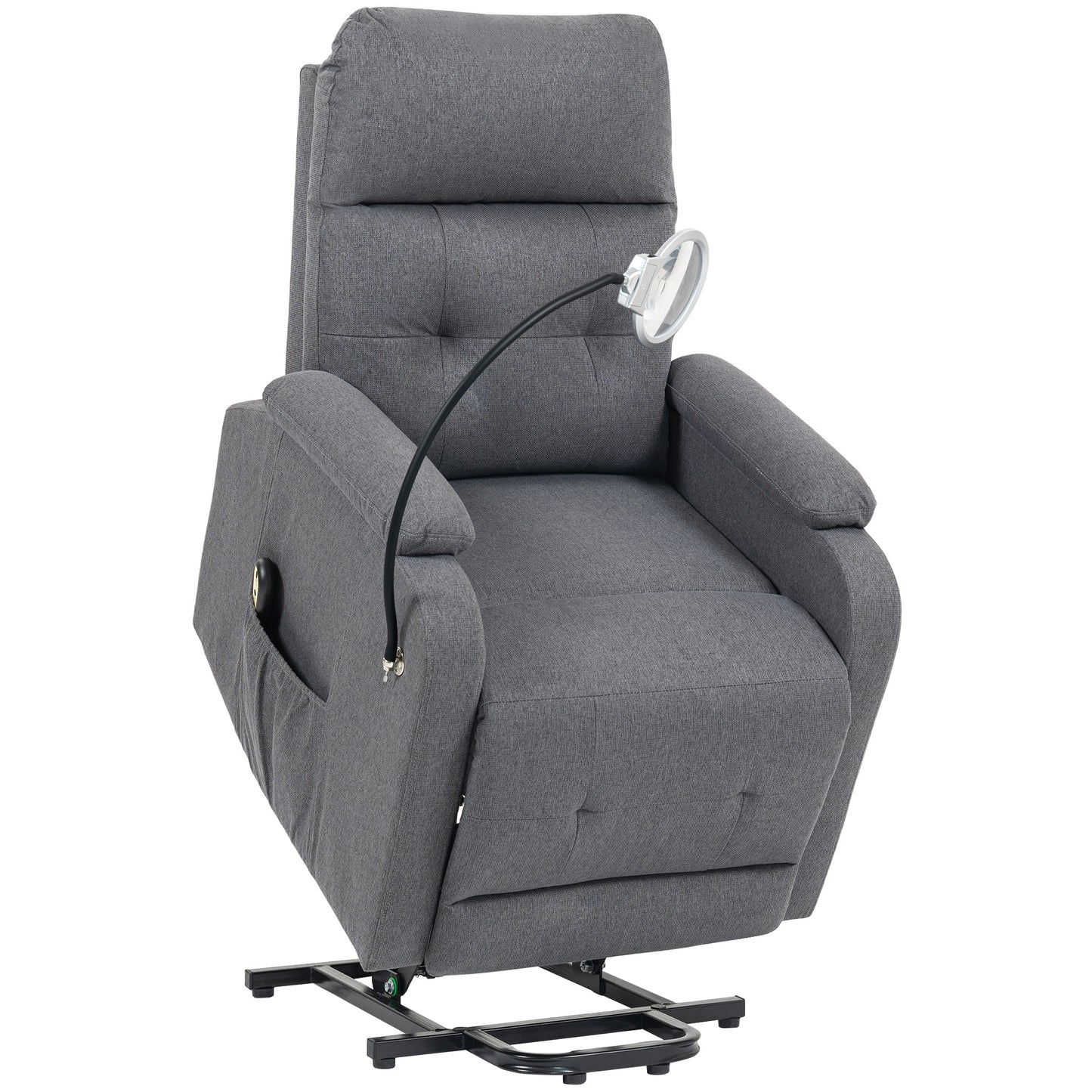 Linen Fabric Electric Recliner Chair with Remote Control, Grey