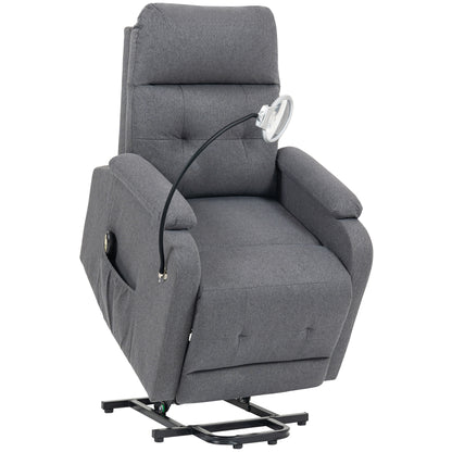 Linen Fabric Electric Recliner Chair with Remote Control, Grey