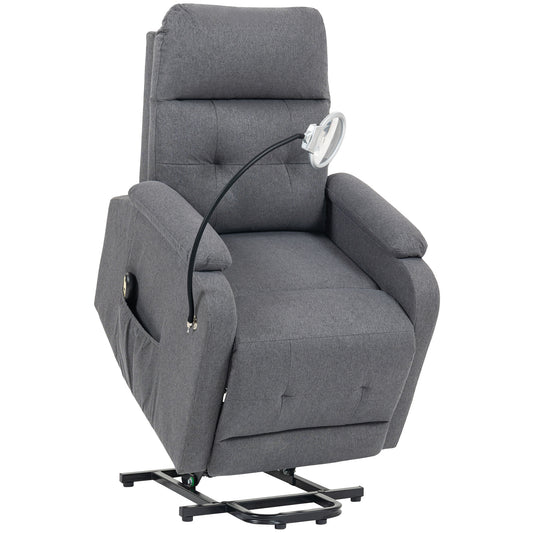 Linen Fabric Electric Recliner Chair with Remote Control, Grey