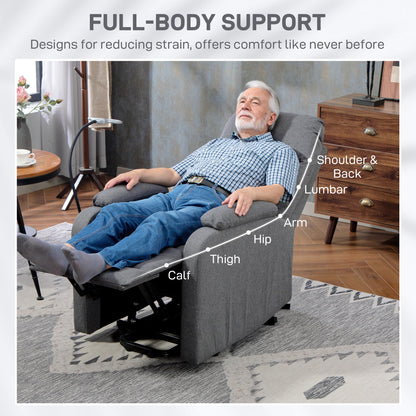 Linen Fabric Electric Recliner Chair with Remote Control, Grey