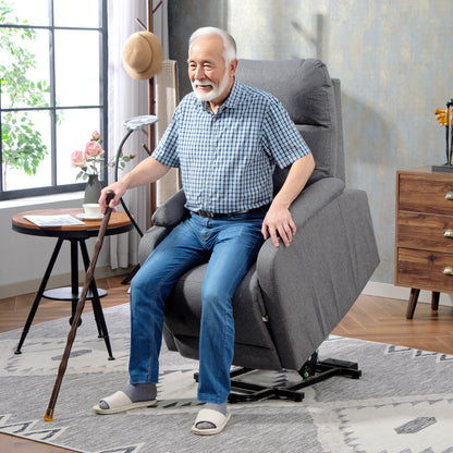 Linen Fabric Electric Recliner Chair with Remote Control, Grey