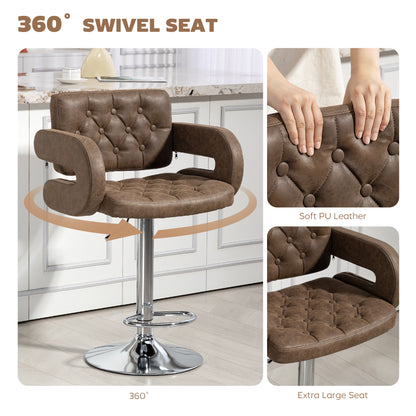 Bar Stools Set of 2 Adjustable Swivel Bar Chairs with Backrest