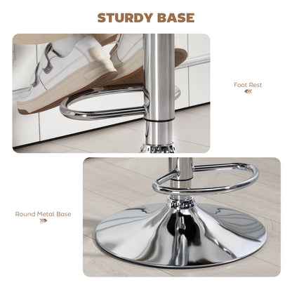 Adjustable Height Barstool Steel Pole PU Leather, Coffee