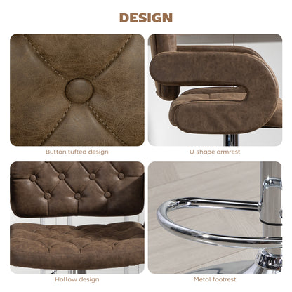 Bar Stools Set of 2 Adjustable Swivel Bar Chairs with Backrest