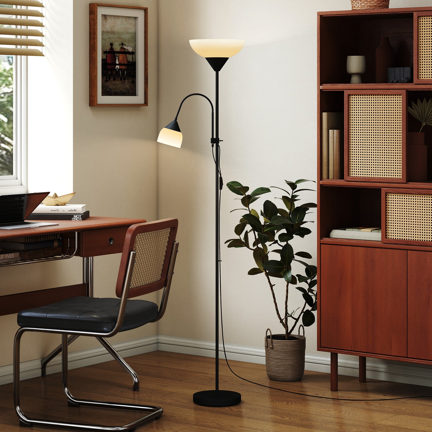 Mother-Child Floor Lamp Duo Light with 3 Colour Temperatures, Black