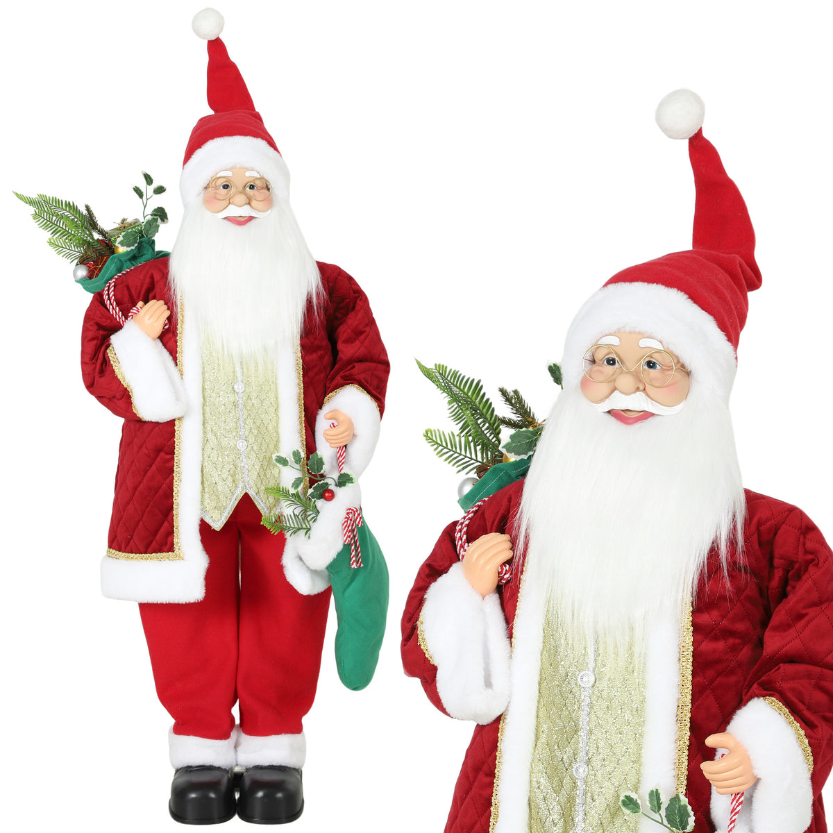 4ft Christmas Singing Dancing Santa Claus with Stocking, Sack