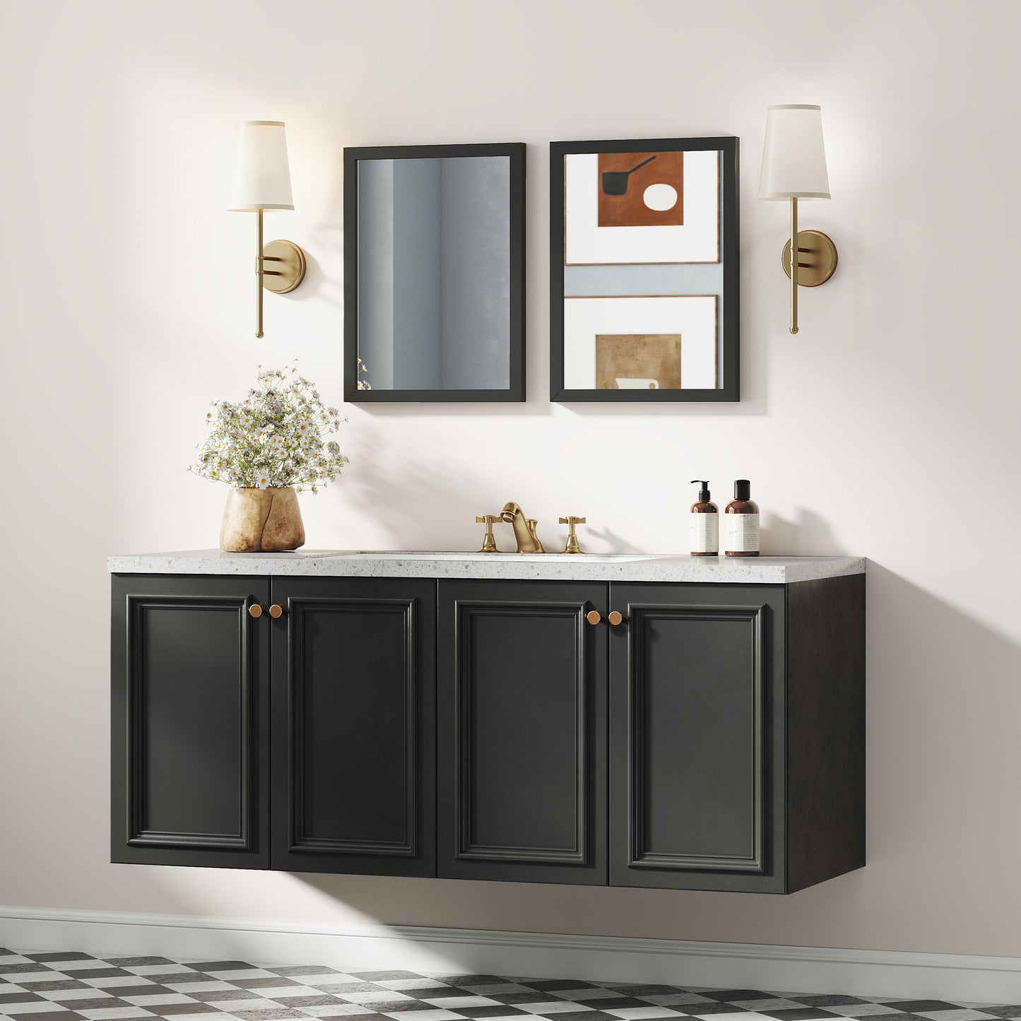 30 x 40 cm Wall Bathroom Mirror, Vanity Mirror, Set of 2, Black