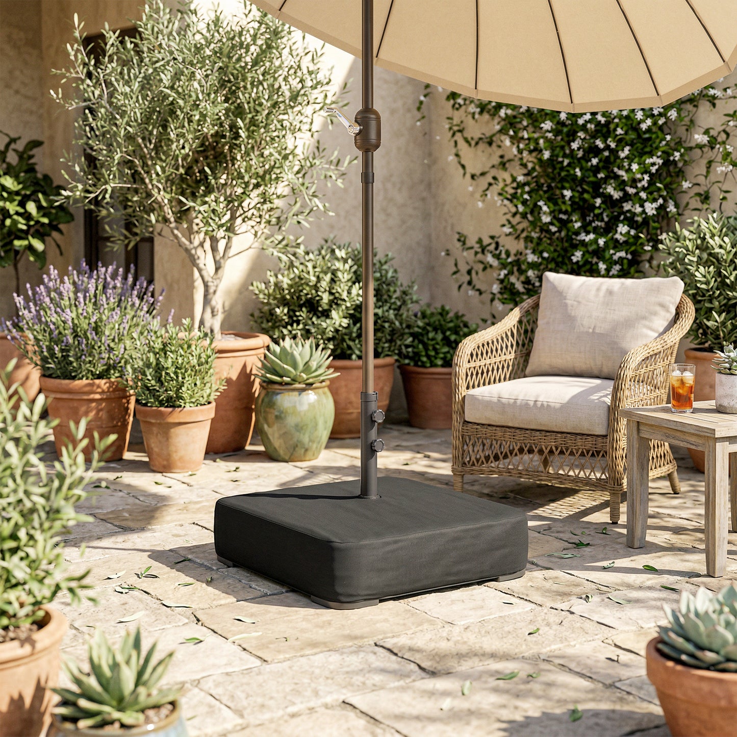 Garden Parasol Base 80 kg Sand Filled 48 mm Poles