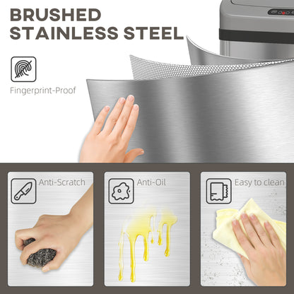 48L Sensor Bin, Stainless Steel Kitchen Bin with Automatic Close