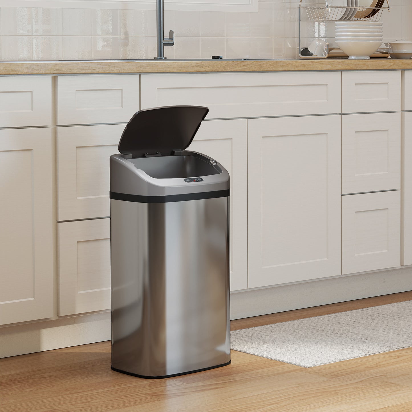 48L Sensor Bin, Stainless Steel Kitchen Bin with Automatic Close