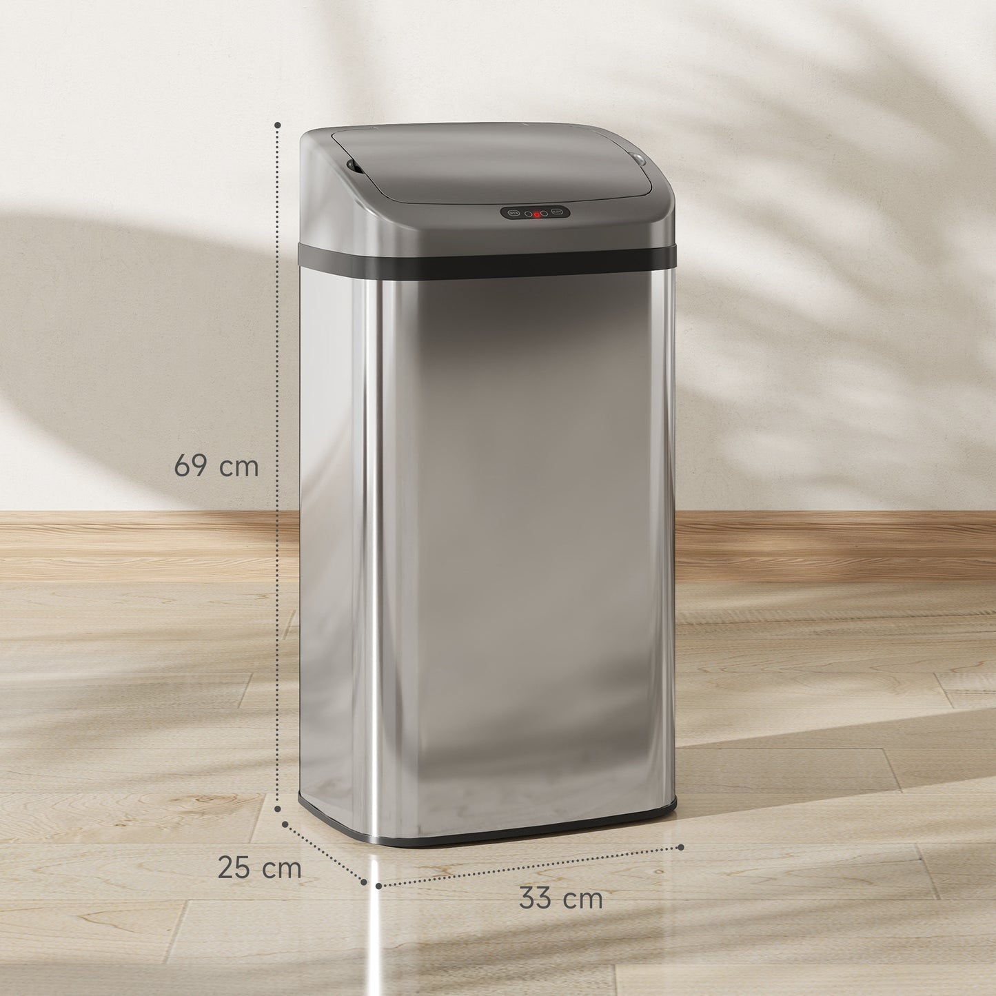 48L Sensor Bin, Stainless Steel Kitchen Bin with Automatic Close