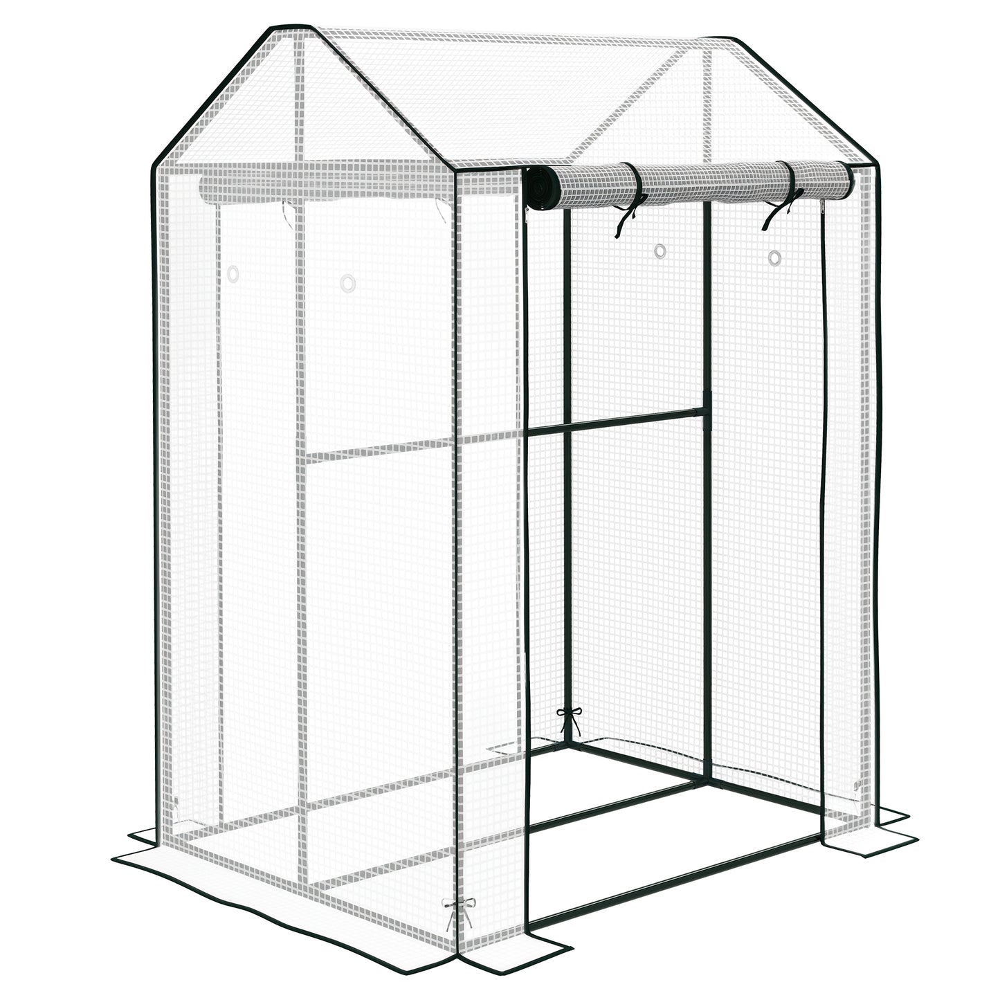 Greenhouse with 2 Roll-up Doors and Vent Holes, 100x80x150cm