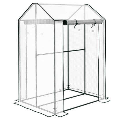Greenhouse with 2 Roll-up Doors and Vent Holes, 100x80x150cm