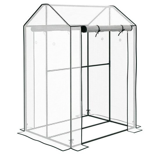 Greenhouse with 2 Roll-up Doors and Vent Holes, 100x80x150cm