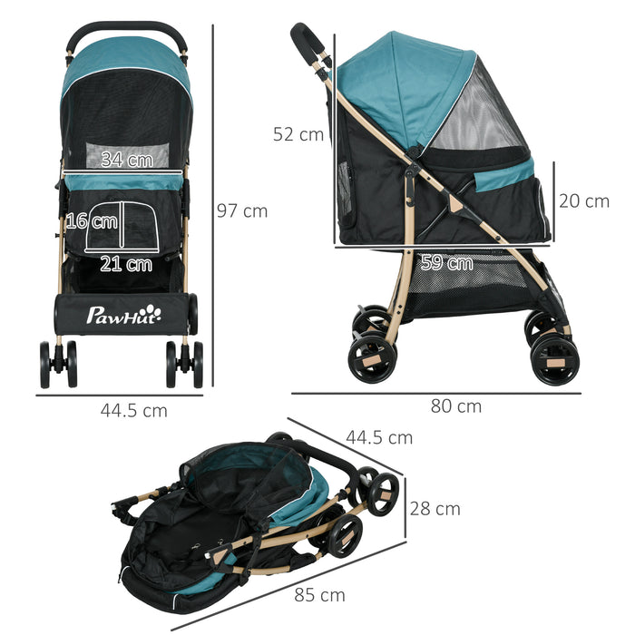 Oxfoad Pet Stroller for Small Minature Dogs with Rain Cover Green