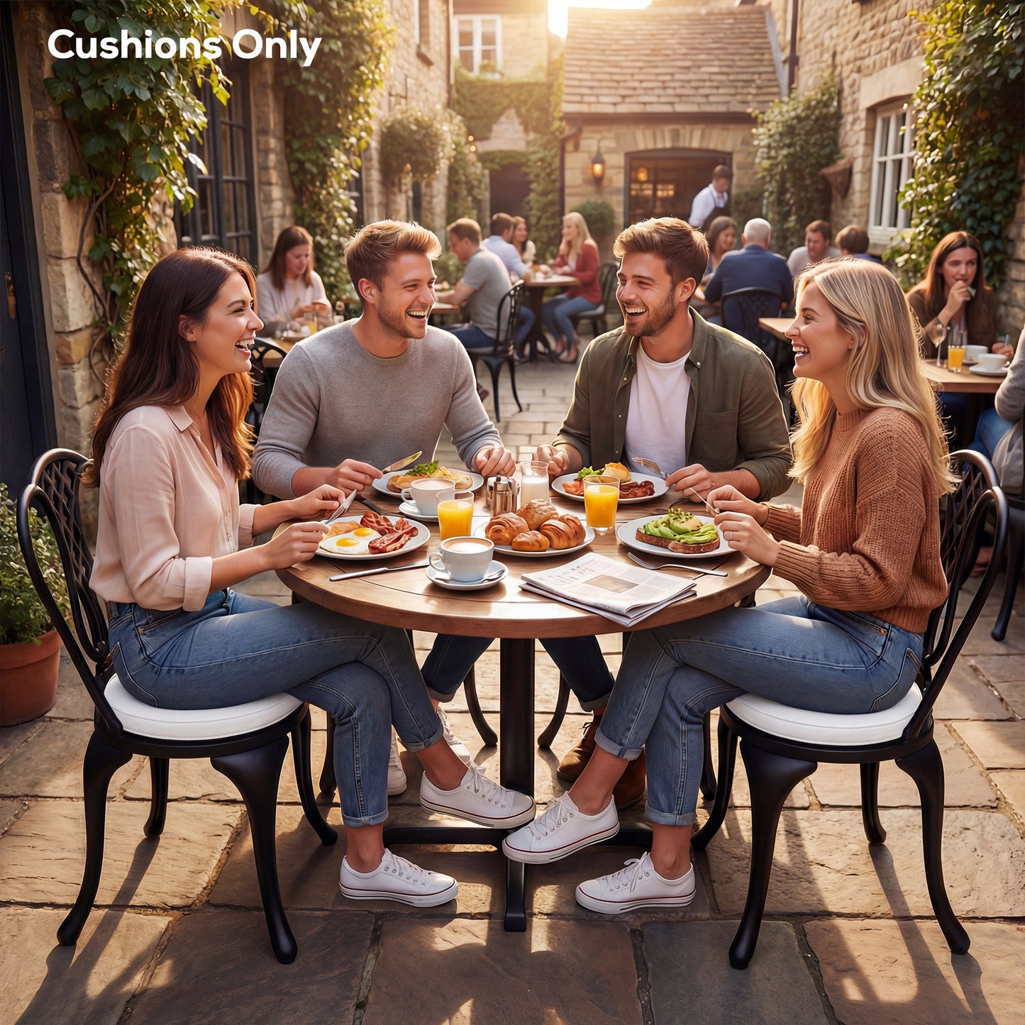 Bistro Chair Cushions, Chair Pads Set of 4, White