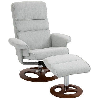 Recliner Chair Ottoman Set 360° Swivel Sofa Wood Base Grey