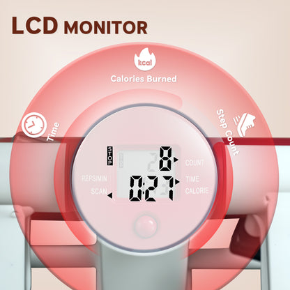 Mini Stepper Machine with LCD Monitor, Non-Slip Pedals, Grey