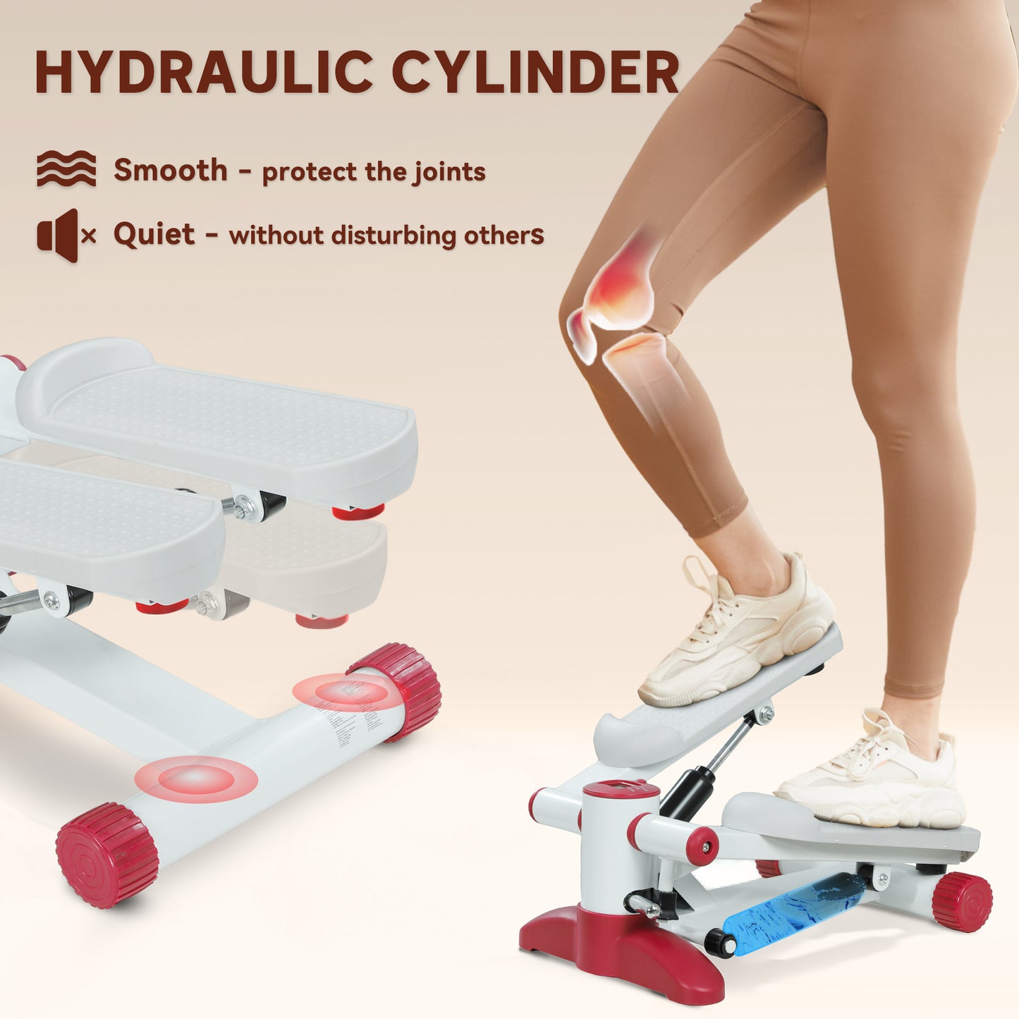 Mini Stepper Machine with LCD Monitor, Non-Slip Pedals, Grey