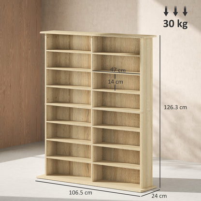 CD Storage Unit DVD Tower Blu-ray Storage Shelf for Office, Natural
