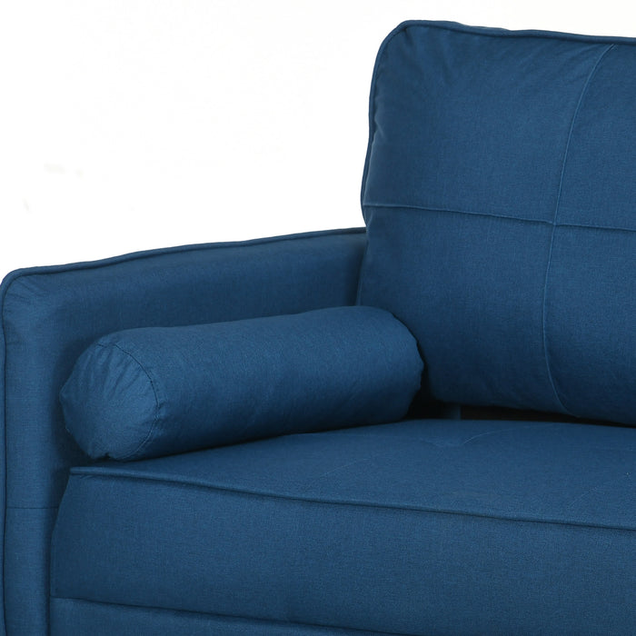 143cm Loveseat Sofa for Bedroom Upholstered 2 Seater Sofa with Back Cushions and Pillows, Blue