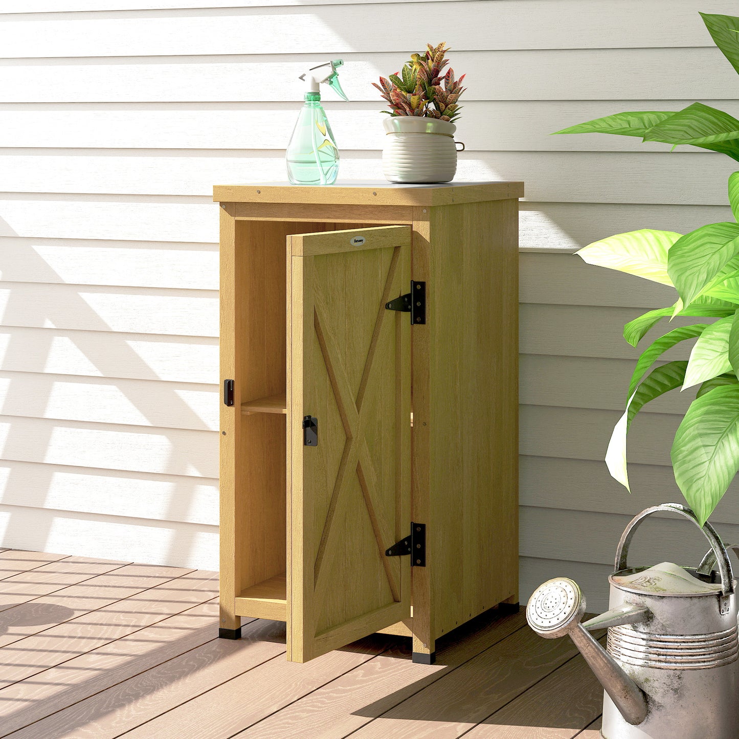 Wooden Garden Shed, Garden Tool Storage Shed with Shelf Brown