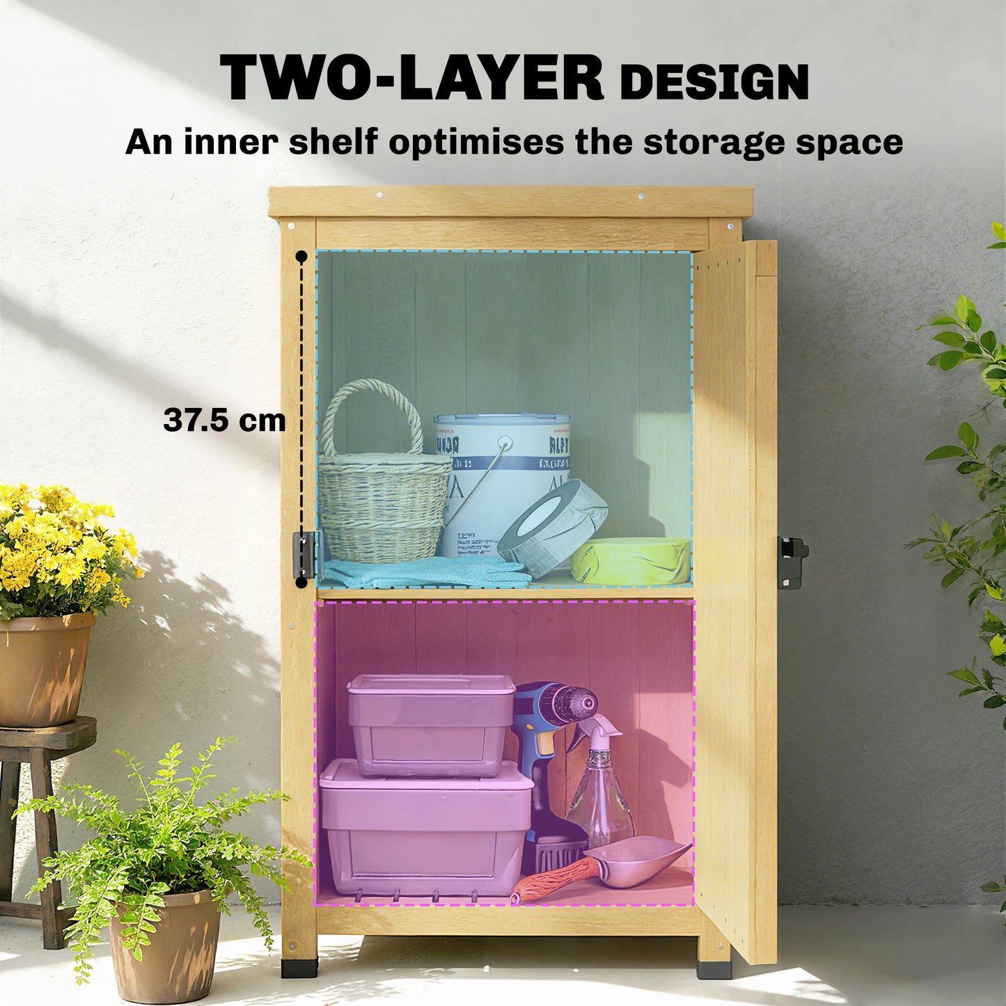 Wooden Garden Shed, Garden Tool Storage Shed with Shelf Brown