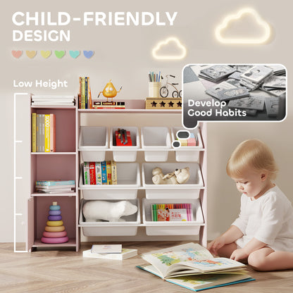Toy Storage Unit with 8 Removable Bins, Storage Shelves, Cabinet