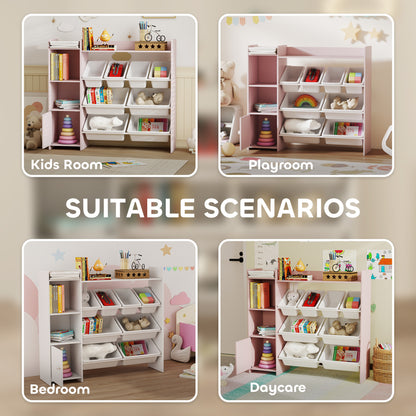 Toy Storage Unit with 8 Removable Bins, Storage Shelves, Cabinet