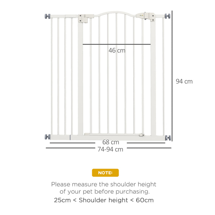 Metal Pet Safety Gate Dog Gate Folding Fence, White