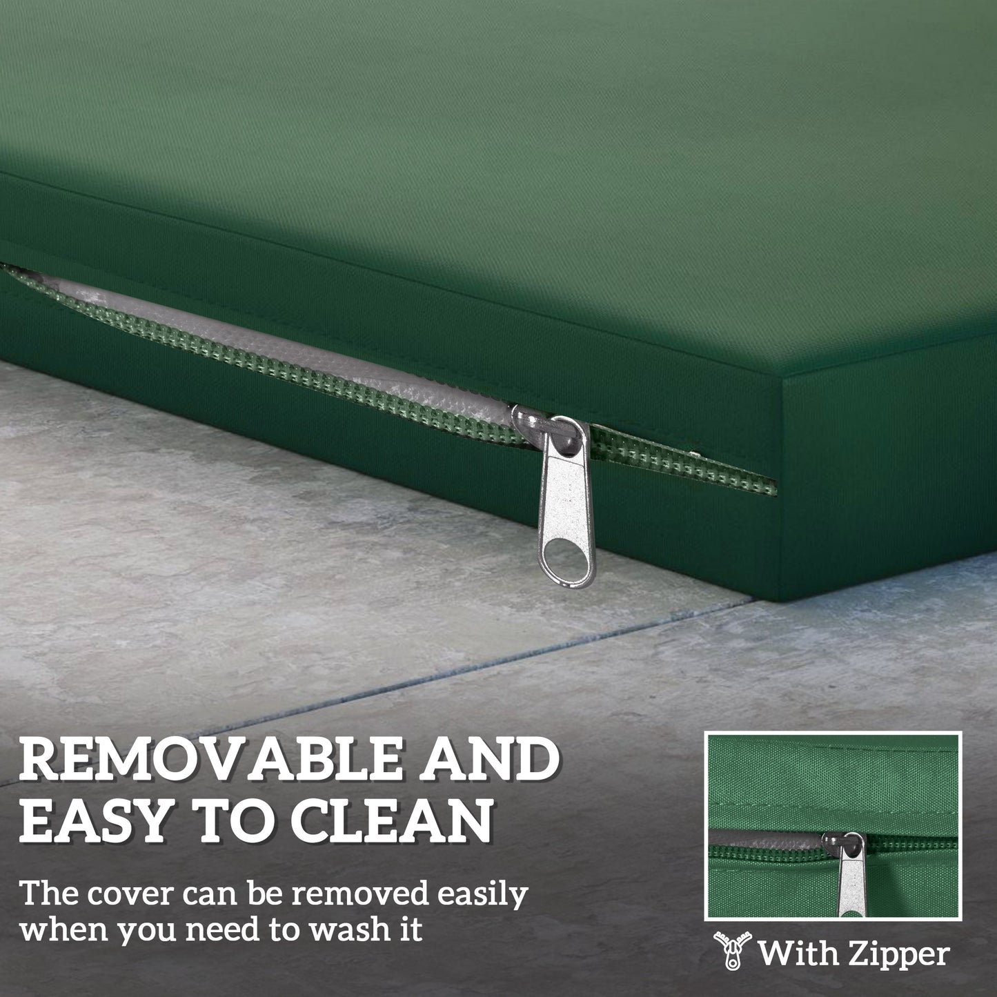 3PCs Rattan Garden Seat Cushions Pads for Patio Furniture Green