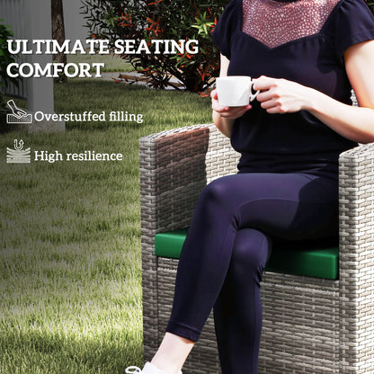 3PCs Rattan Garden Seat Cushions Pads for Patio Furniture Green