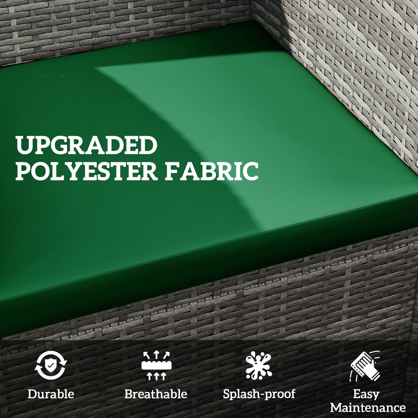 3PCs Rattan Garden Seat Cushions Pads for Patio Furniture Green