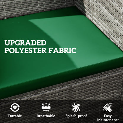 3PCs Rattan Garden Seat Cushions Pads for Patio Furniture Green