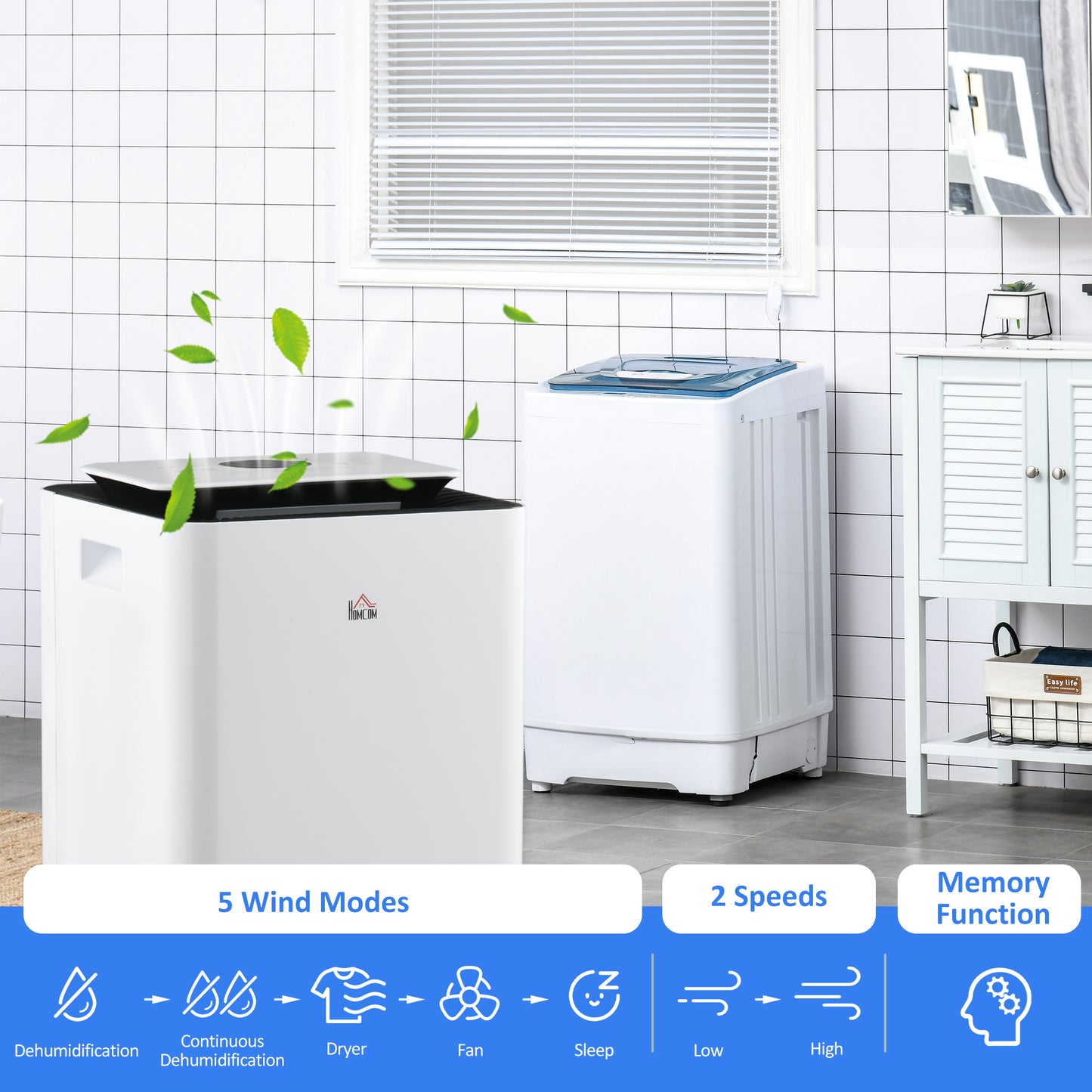 16L/Day Protable Quiet Air Dehumidifier with Purifier, Timer, 5 Modes