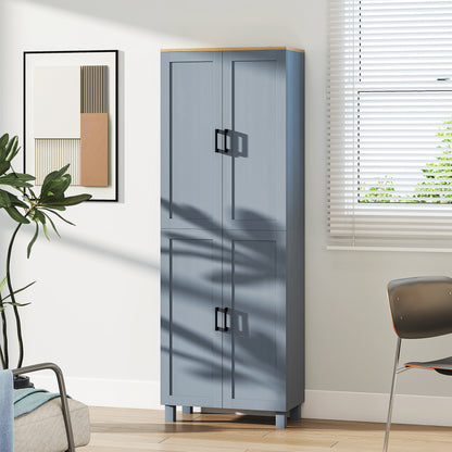 Modern Kitchen Cupboard Storage Cabinet with 6 Shelves, Grey
