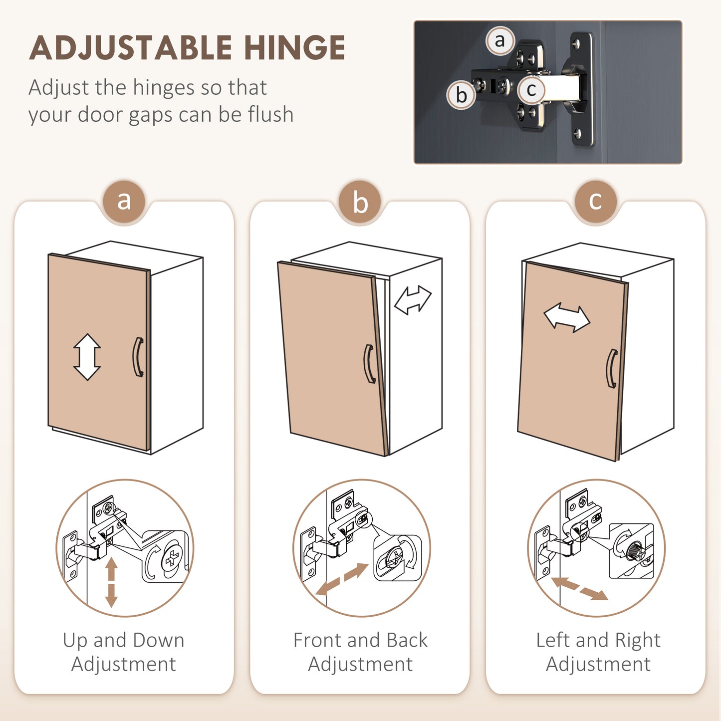 Modern Kitchen Cupboard Storage Cabinet with 6 Shelves, Grey