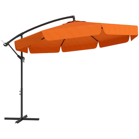 2.7m Garden Cantilever Banana Parasol Sun Shade w/ Crank, Orange