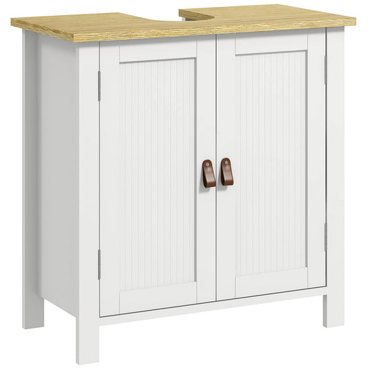 kleankin Bathroom Under Sink Cabinet with Adjustable Shelf, White