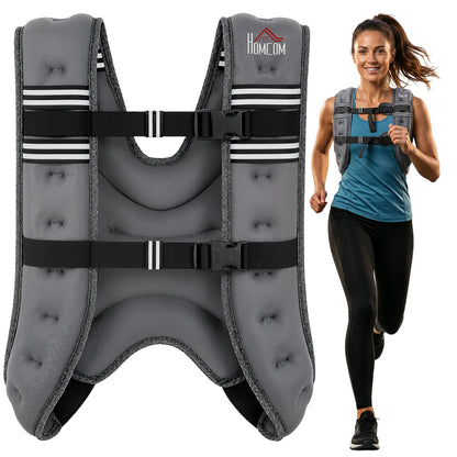 10KG Weighted Vest with Adjustable Straps, Pocket, Reflective Strips