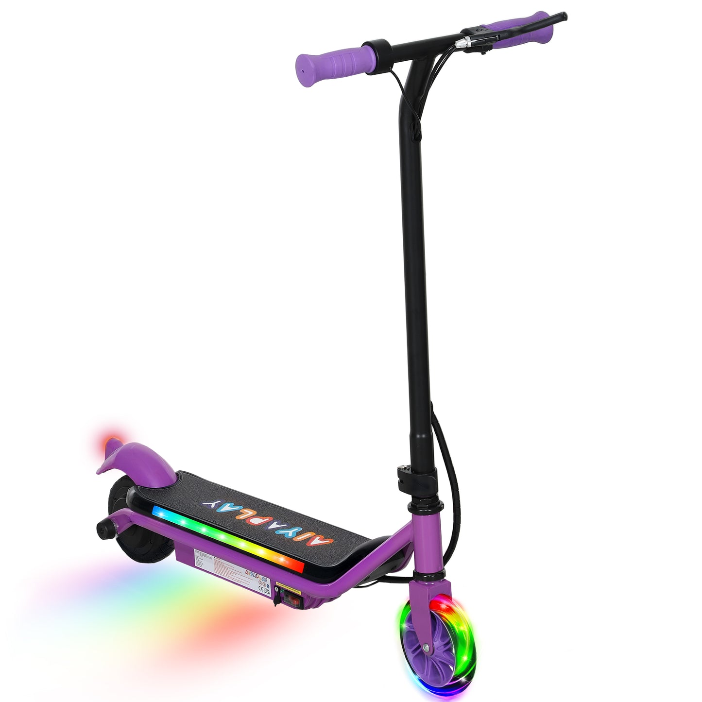 Electric Scooter for 6-14 w/Dual Brakes & Colourful Light, Purple