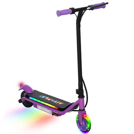 Electric Scooter for 6-14 w/Dual Brakes & Colourful Light, Purple