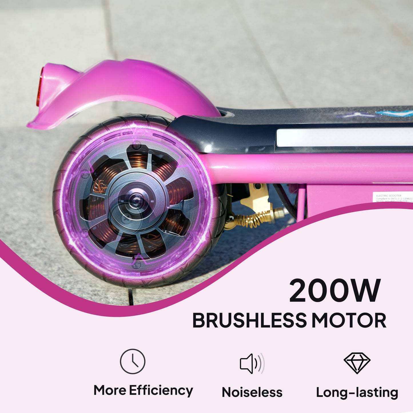 Electric Scooter for 6-14 w/Dual Brakes & Colourful Light, Purple