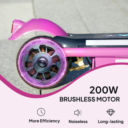 Electric Scooter for 6-14 w/Dual Brakes & Colourful Light, Purple