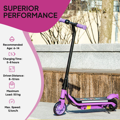 Electric Scooter for 6-14 w/Dual Brakes & Colourful Light, Purple