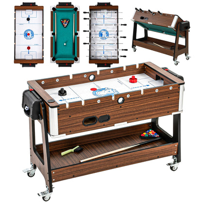 3 in 1 Reversible Multi Game Table with Lockable Wheels and Shelf